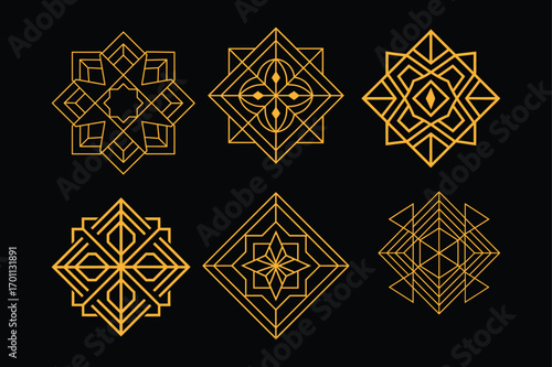 Geometric Golden Pattern Design – Elegant Decorative Abstract Illustration