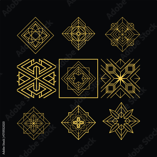 Geometric Golden Pattern Design – Elegant Decorative Abstract Illustration