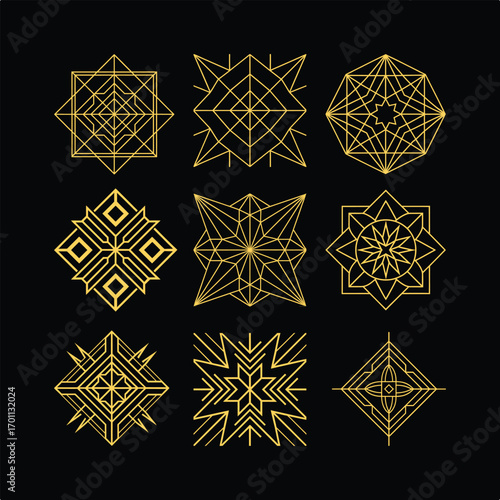 Geometric Golden Pattern Design – Elegant Decorative Abstract Illustration