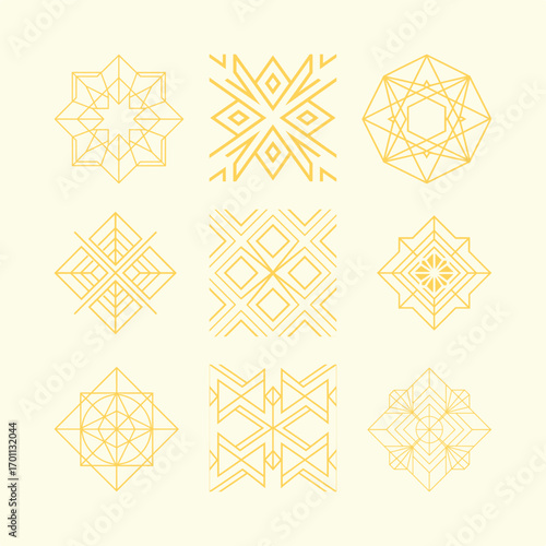 Geometric Golden Pattern Design – Elegant Decorative Abstract Illustration