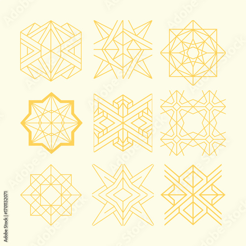 Geometric Golden Pattern Design – Elegant Decorative Abstract Illustration