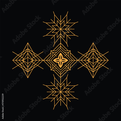 Geometric Golden Pattern Design – Elegant Decorative Abstract Illustration