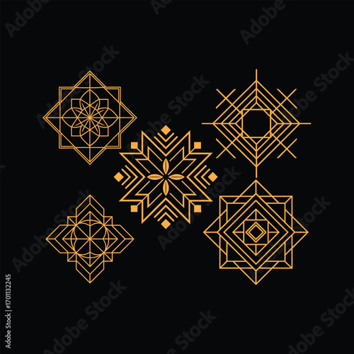 Geometric Golden Pattern Design – Elegant Decorative Abstract Illustration