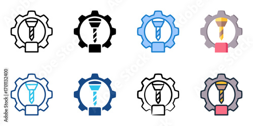 Machining icon set multiple style collection 
