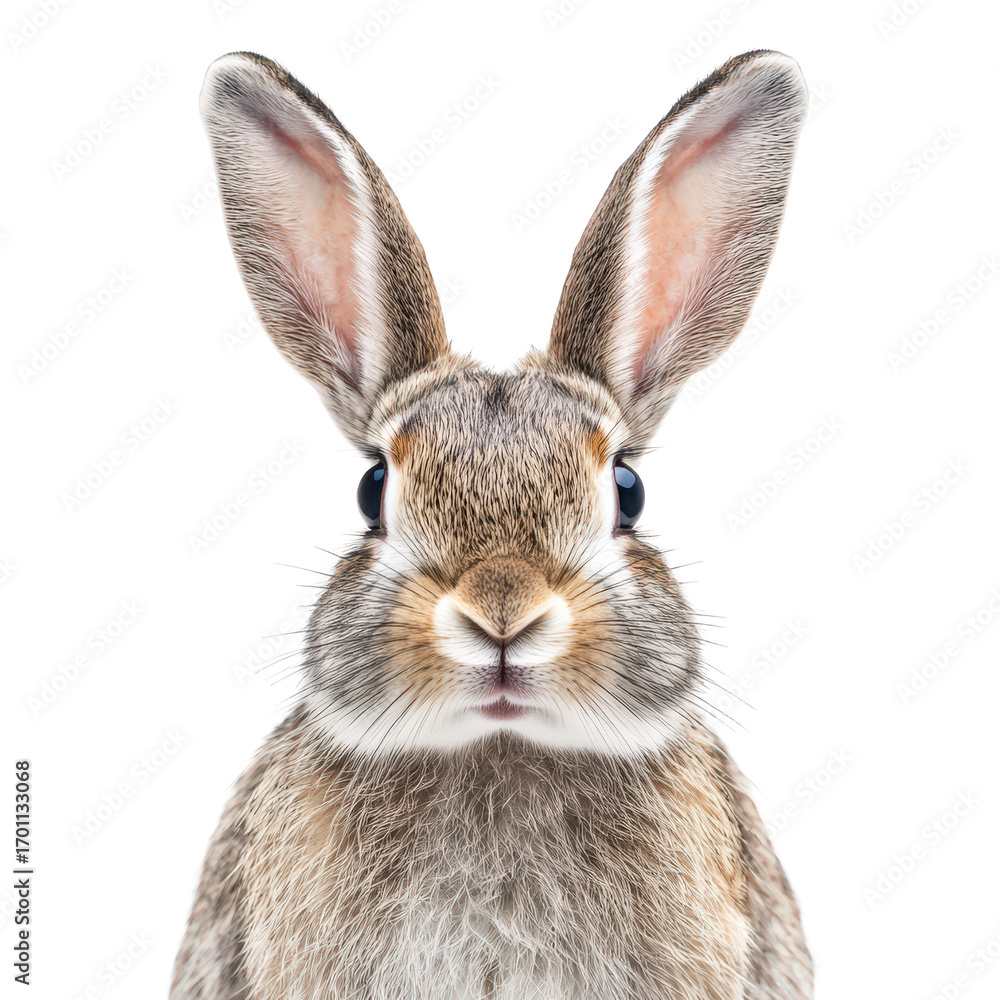 Obraz premium Rabbit with its ears up and looking at the camera