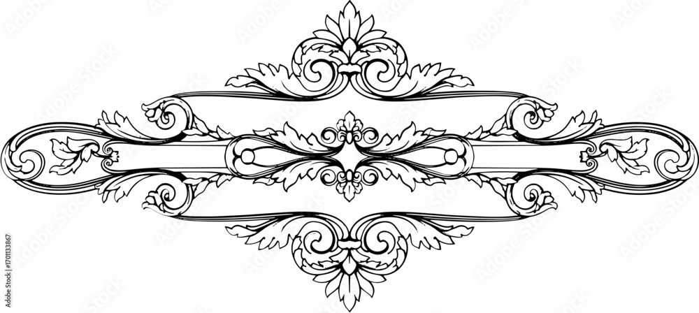 Fototapeta premium Elegant ornate flourish decorative divider vintage scrollwork design element