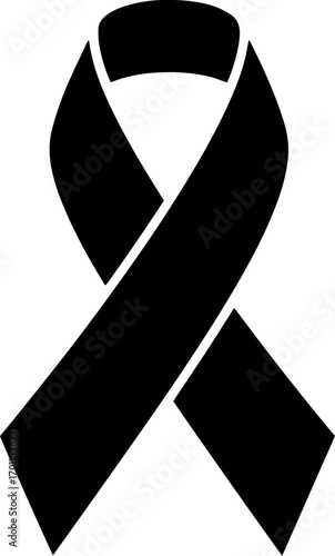 Symbol of remembrance and solidarity a black ribbon for causes and support