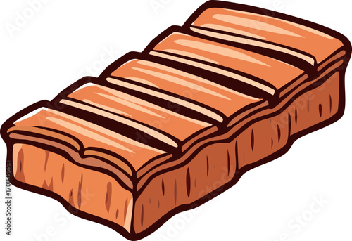 Illustration of a Ribs, Cut Out Clipart. Butchery food assortment for grocery store. Vector cartoon illustration.