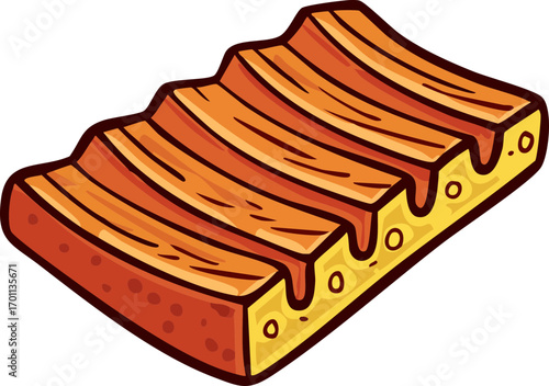 Illustration of a Ribs, Cut Out Clipart. Butchery food assortment for grocery store. Vector cartoon illustration.