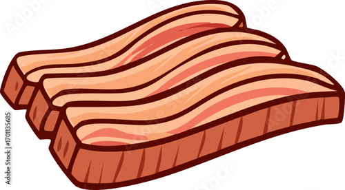 Illustration of a Ribs, Cut Out Clipart. Butchery food assortment for grocery store. Vector cartoon illustration.