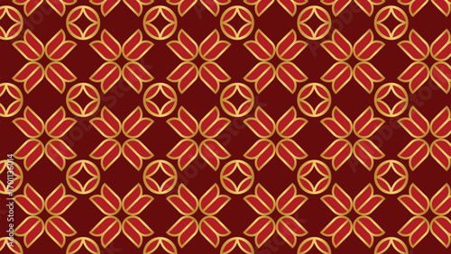 Abstract ornamental vector seamless red pattern and swatches oriental chinese new year modern simple wallpaper geometric diagonal fabric set of design elements EPS 10