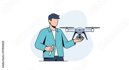 A skilled operator presents an advanced drone, highlighting the innovation in aerial technology for professional applications, photography, and future development