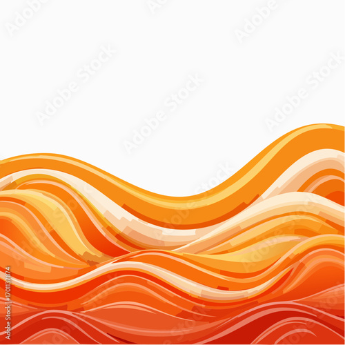 Abstract Orange and Yellow Waves on White Background