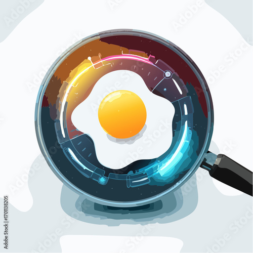 Fried Egg in Futuristic Frying Pan