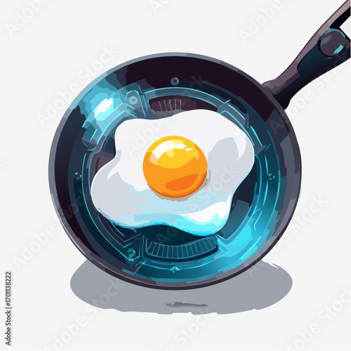 Fried Egg in Futuristic Frying Pan