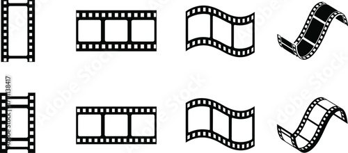 Collection of Film Strip Icons and Frames - Cinematic Design Elements

