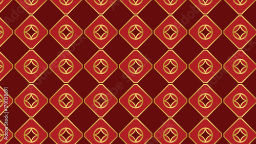 Abstract ornamental vector seamless red pattern and swatches oriental chinese new year modern simple wallpaper geometric diagonal fabric set of design elements EPS 10