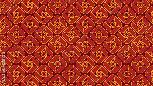 Abstract ornamental vector seamless red pattern and swatches oriental chinese new year modern simple wallpaper geometric diagonal fabric set of design elements EPS 10