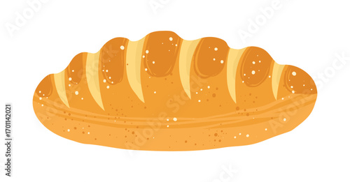 Loaf or bread, baking bread illustration. Hand drawn bun baked pastry wheat cartoon art. Textured pastries for bakery grocery branding, menu, logo, recipe books, wallpaper packaging, background vector
