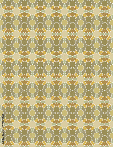 Seamless geometric mosaic pattern with floral shapes. Ideal for tiles, textiles, wallpapers, traditional decorative backgrounds projects, and architectural designs.