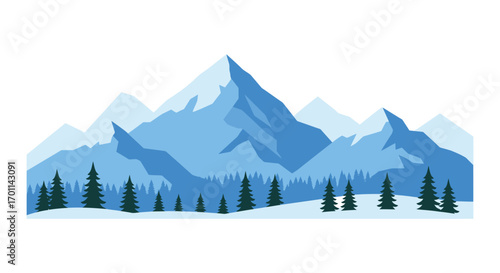 a serene landscape featuring majestic blue mountains under clear sky