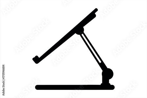 Black silhouette of an adjustable tablet stand on a white background adjustable stand device holder