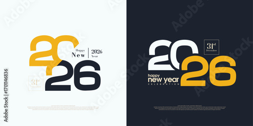 new year celebration 2026. celebration poster with bright coloring with only two colors. Design with deep meaning. 2026 vector premium design.