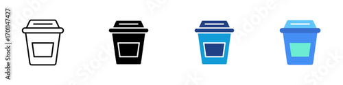 Trash Bin Multiple Style Icon Sheet Design Vector - Waste bin representing garbage collection, disposal, and environmental cleanliness