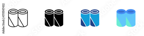 Toilet Paper Multiple Style Icon Sheet Design Vector - Two toilet paper rolls representing bathroom essentials and hygiene products