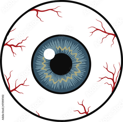 A visually striking pixel art representation of a human eye. Intricate detail showcases blood vessels and a realistic pupil. Perfect for gaming, digital art, or unique design projects.