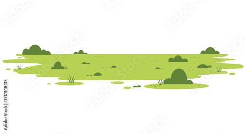 a serene landscape with green hills and scattered rocks