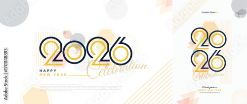 New year 2026 number concept. With beautiful and unique numbers combined with elegant colors. New year 2026 design for calendar design, posters and greeting cards.