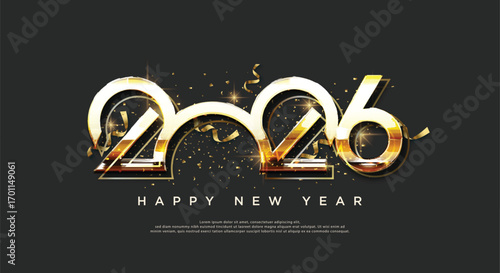 Happy New Year 2026. Unique number design with a modern and elegant concept. Vector premium design for greeting cards, flyers and posters.