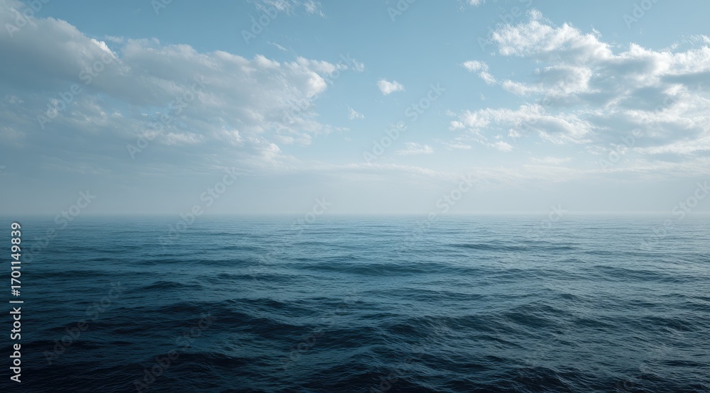 Fototapeta premium Wide ocean vista, light clouds