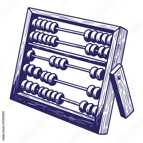 Hand drawn vintage abacus illustration depicting the tool for basic mathematical calculations