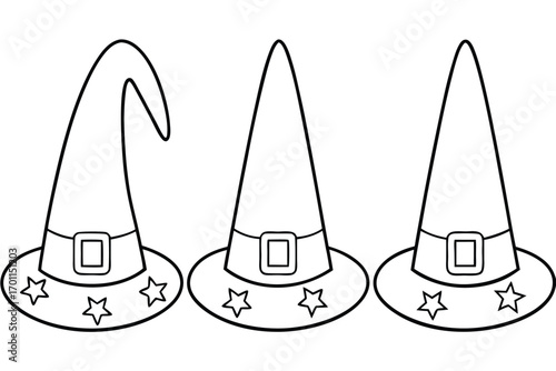 Three witch hats with stars and buckles Halloween costume