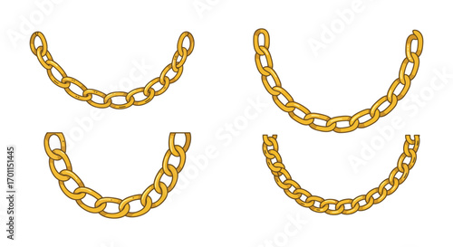 four gold chains displayed against white background