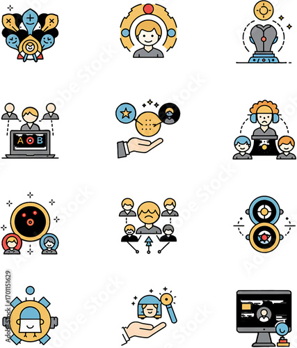 Diverse Team Dynamics Icon Collaboration Communication and Positive Interactions.