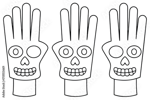 Three cartoon skull hands reaching up vector