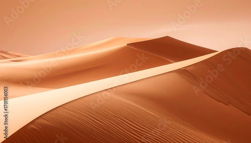 Fototapeta Naklejka Na Ścianę i Meble -  Orange Sand Dunes Desert Landscape Under Warm Light