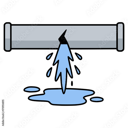 water pipe leak plumber service flat color vector illustration template design