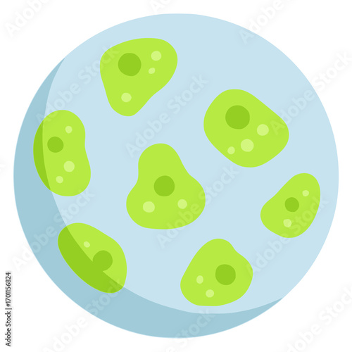 Virus under microscope medical technology research flat color vector illustration template design