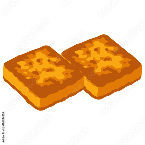 Saganaki Greek fried cheese flat color vector illustration template design