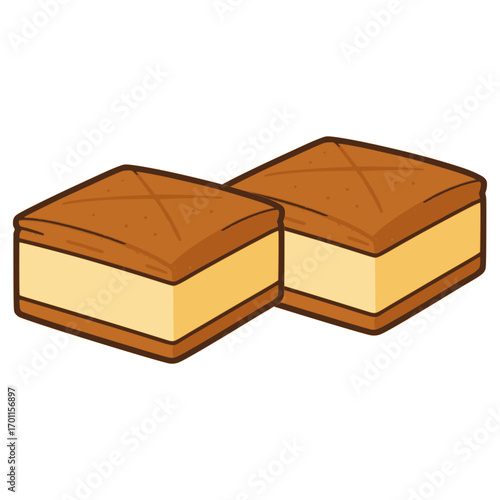Galactoboureko Greek custard pastry flat color vector illustration template design
