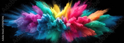 Vibrant explosion of colorful powder