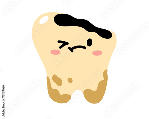 Sad Tooth with Decay An Illustration of Dental Health Issues and Hygiene