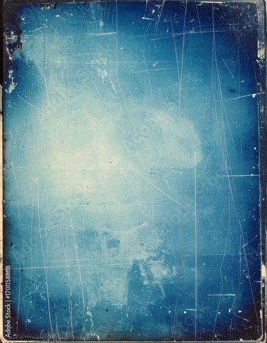 Abstract Grunge Texture with Scratches and Grain in Blue Tones for Graphic Design