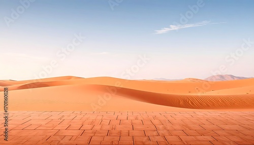 Fototapeta Naklejka Na Ścianę i Meble -  Orange Sand Dunes Under a Clear Blue Sky