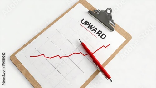 Wallpaper Mural Clipboard with upward trend graph and pen Torontodigital.ca