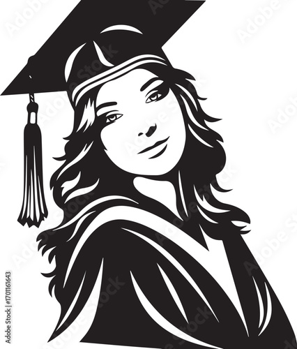 Graduation Portrait: A graceful portrait of a young graduate, adorned in a cap and gown, looking forward to a future full of promise and opportunity.